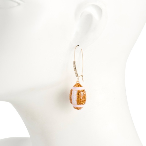 Rhinestone Bling Crystal Football Earrings Pink Girly Jewelry Betsey Johnson - Picture 2 of 2